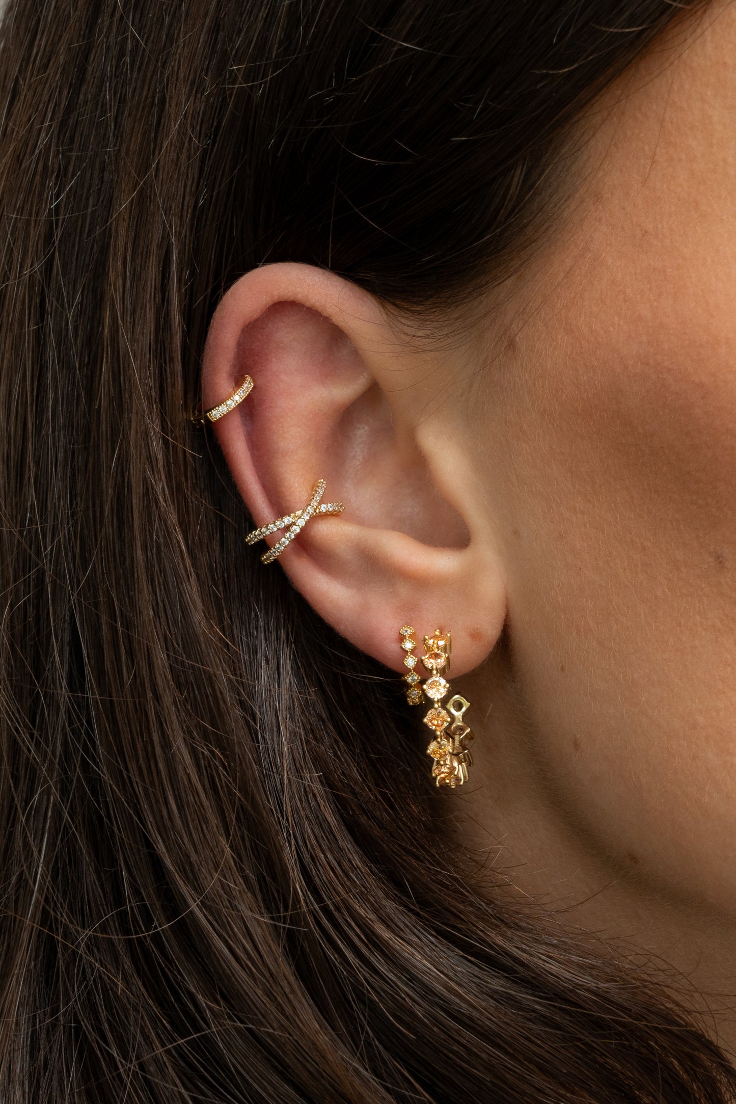 Crossed Diamond Ear Cuff