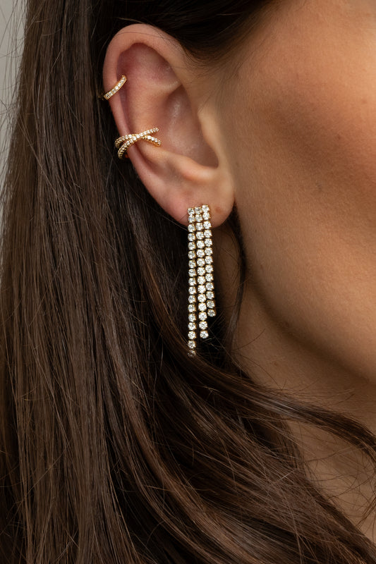 Crossed Diamond Ear Cuff