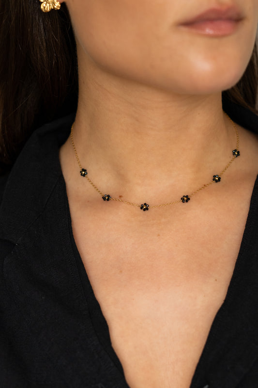 Black Flower Necklace