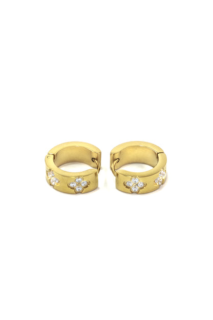 Golden Diamond Clover Hoops
