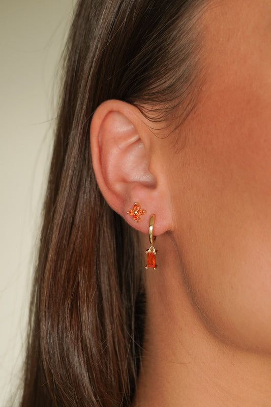 Orange Flower Stud