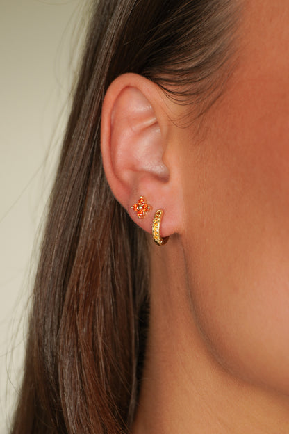 Orange Flower Stud